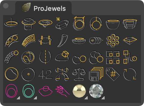 Screenshot of the ProJewels4Rhino toolsbar.